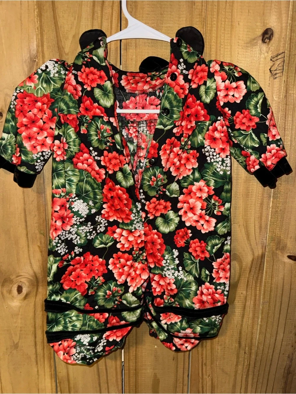 Vintage 90’sInfant Floral Convertible Sleep Sack Pajamas - Black with Red Floral